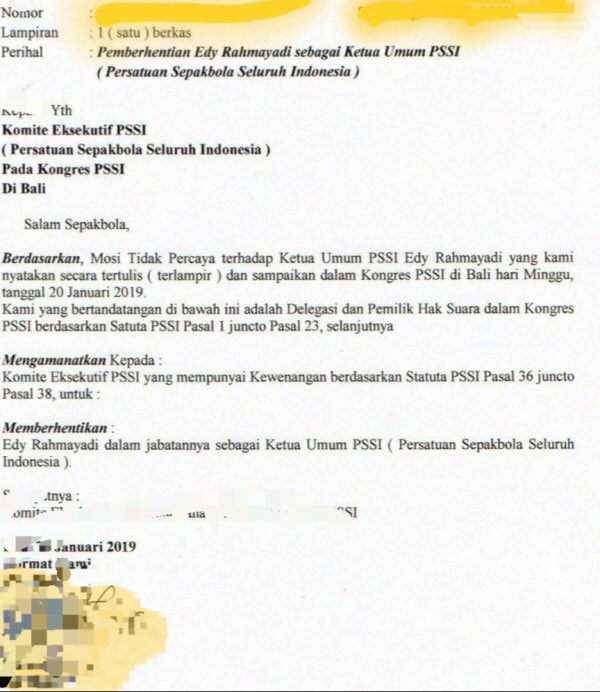 Surat perberhentian Edy Rahmayadi